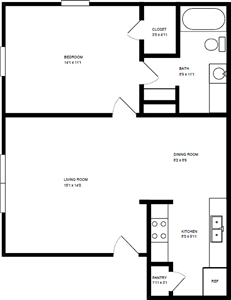 One Bedroom / One Bath - 661 Sq.Ft.*